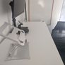 White Electric Height-Adjustable Standing Desk (with Cable Management & Headphone Hook) Image 3