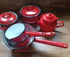 Vintage enamel pots