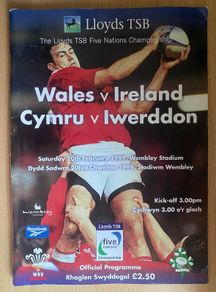 Very Rare 1999 Wales v Ireland - Five Nations Championship Programme