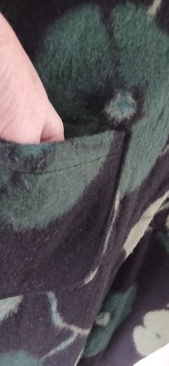Coat, Black with Green Floral Pattern New