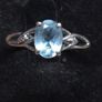 Vintage 9ct White Gold Blue Gemstone Ring Size 54 Image 9