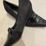 Low heel black leather suede designer women shoes size 6 Image 5