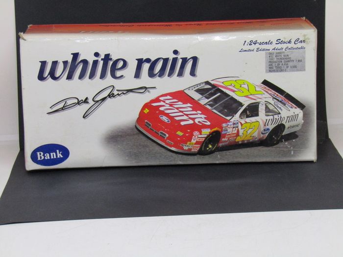 Dale Jarrett #32 1997 Ford Thunderbird White Rain Busch Series Car Limited Numbered Edition 1 of 7,956 Novelty Coin Bank Money Box Savings Bank 1/24 Scale Large Diecast Car