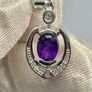 AAA African Amethyst, Natural Chrome Diopside & White Zircon Dangling Push Back Earring in Rhodium Overlay Sterling Silver Image 6