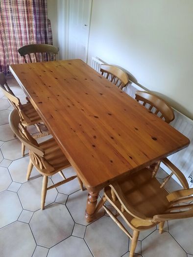 Farmhouse Antique Pine Table & Chairs