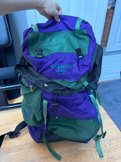 Vintage Invicta 70L Backpack + Brand New Decathlon Hiking Poles