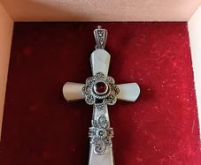 Unique item. Vintage Sterling Silver Mother of Pearl Cross. Hallmarked. Unique.