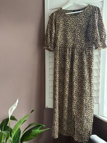 Leopard Print Midi Dress Size 8