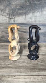 X2 Vintage Gymnastic Olympic Human Tower Figurine Stone White And  Black Sculpture Art