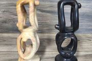 X2 Vintage Gymnastic Olympic Human Tower Figurine Stone White And  Black Sculpture Art