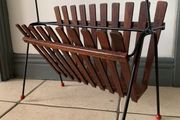 Atomic Teak &amp; Metal Wire Magazine Rack