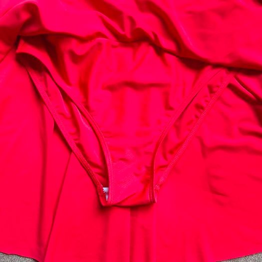 Red Ruffle Hem Bikini Skort, size S