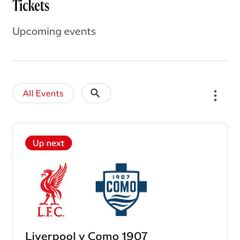Liverpool v Como Tickets