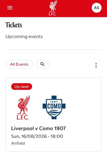 Liverpool v Como Tickets