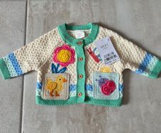 First Size (Newborn), With Tags Next Multi Pastel Crochet Animal Knitted Baby Cardigan