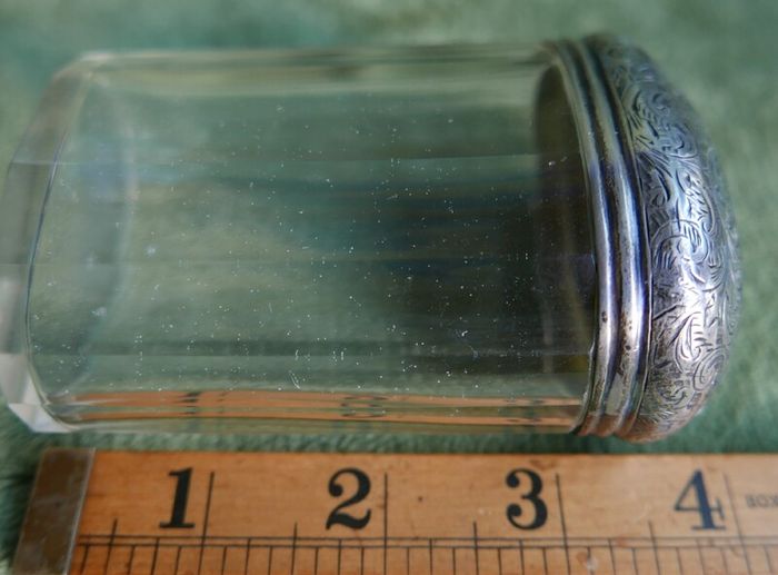 Antique Edwardian 1800s Set 5 Sterling Silver Cut Glass Vanity Pin Bottles Jars
