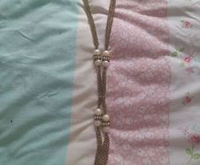 New with tags long gold necklace with demonte and pearl detail