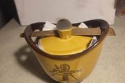 Vintage Japanese Pottery Tea Caddy Pot with Ship Design IN GOOD CONDITION.