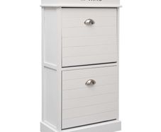 Shoe Cabinet White 50x28x98 cm Paulownia Wood