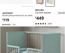 IKEA MYLLRA cot & toddler bed blue/turquoise