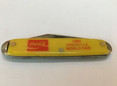 Coca Cola 1982 Knoxville World Fair Pocket knife Yellow