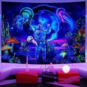 Glow in the Dark Tapestry, Trippy Tapestry Wall Tapestry Bedroom, UV Tapestry Wall Hanging, Aesthetic Tapestry Home Decorationfor Living Roombedroom 150 cm x 130 cm (FREE POSTAGE)