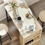 3-piece bar table set, 1 counter, 2 chairs, with storage and footrests, space-saving, Light Brown+Black Image 2