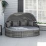 Rattan Sun Island 4-Piece Daybed with Canopy Seating Group 4 Cushions Metal Grey 230 x 145 x 80 cm Image 5