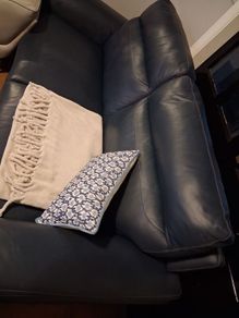 Indigo Navy 3 Seater Leather Sofa