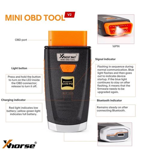 Xhorse Mini Obd Tool V2 Pn Xdmo20 Support Canfd Immo Programming