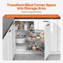 18"W Opening Blind Corner Pull Out Organizer, 2 Tier 4 Shelf Kitchen Cabinet Organizer, Magic Chrome Carbon Steel Storage Basket, Image 3
