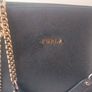 Furla Black Leather Handbag with silver chain straps Image 2
