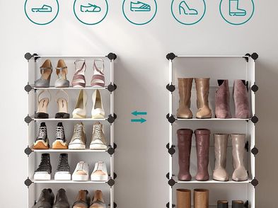 Interlocking Shoe Rack Rectangular Storage Organiser 10 Slot Modular ...