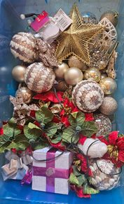 Black Sack of Christmas Decorations