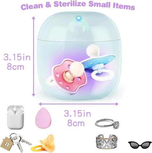Portable Dummy Steriliser, Mini UV-C Sanitizer Box for Pacifier, 99.99% Sterilization in 3 Mins, USB-C Rechargeable, Mini Sterilizer Box for Baby Pacifier, Bottle Nipples and More