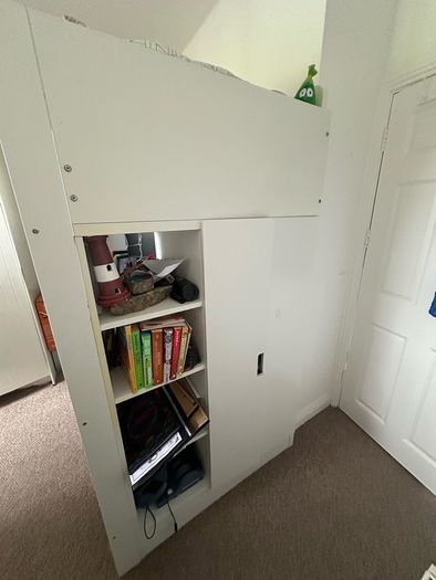 Bunk single bed with desk