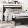 Small Double Bed Frame with Wood Headboard,Metal Platform Bed Frame Double Image 3
