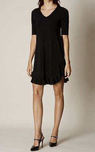 New With Tags Karen Millen Black Frill Hem Tunic Knit Mini Jumper Dress
