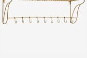 Danish interior design antique brass shelf with hooks