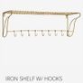 Danish interior design brass shelf with hooks Image 4