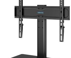 Universal TV Stand for 24 60 Inch LCD LED OLED Plasma TVs, Height Adjustable Table Top Pedestal with Bracket, 8mm Tempered Glass Base, 45kg Load, Max VESA 400x400mm, Cable Management