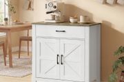 Sideboard, Storage Cabinet with 2 Barn Doors, Drawer and Adjustable Shelf, 77 x 39.3 x 81.5 cm
