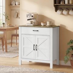Sideboard, Storage Cabinet with 2 Barn Doors, Drawer and Adjustable Shelf, 77 x 39.3 x 81.5 cm