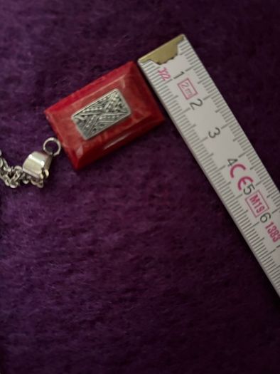 925 Silver Hallmarked Red Coral Pendant and Bracelet Set