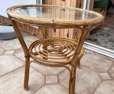 wicker glass coffee table