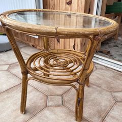 wicker glass coffee table