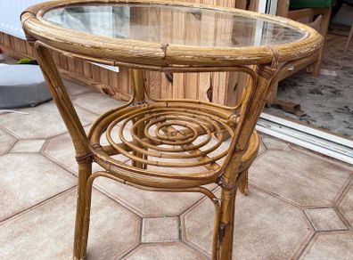 wicker glass coffee table