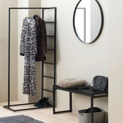 Round mirror, black metal trim, 70cm diameter