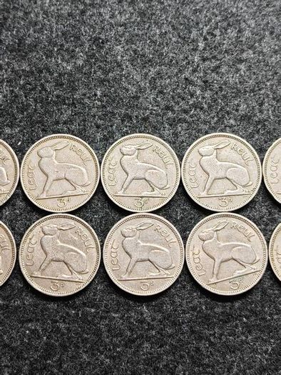 Irish Eire Threepence Leat Reul hare collection FULL DATE RUN 1942 to 1968.