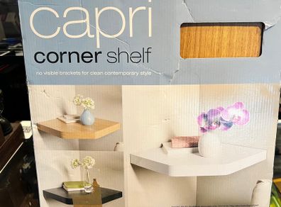 Gill New Capri Floating Corner Shelf Oak Wood Effect NEW